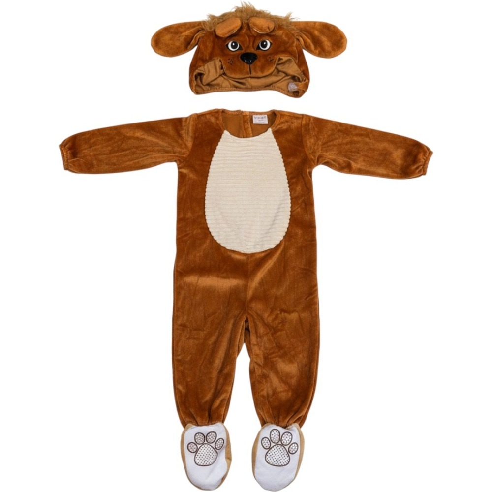 Spirit Lion Costume Toddler Brown Plush Jumpsuit Hood Tail Paw Print Halloween